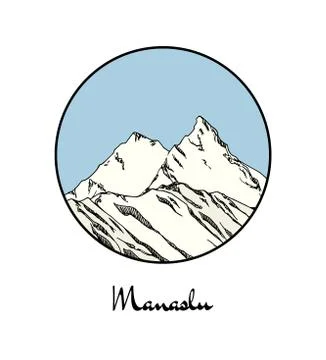 Hand drawn mount emblem Stock Illustration
