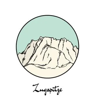 Hand drawn mount emblem Stock Illustration