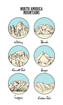Hand drawn mount emblem set Stock Illustration