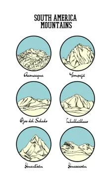 Hand drawn mount emblem set Stock Illustration