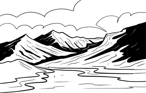 Hand drawn mountain landscape vector Stock Illustration