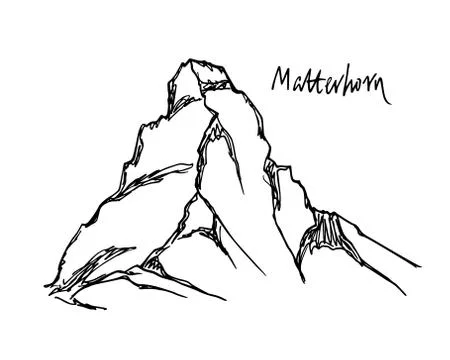 Hand drawn mountain peak Stock Illustration
