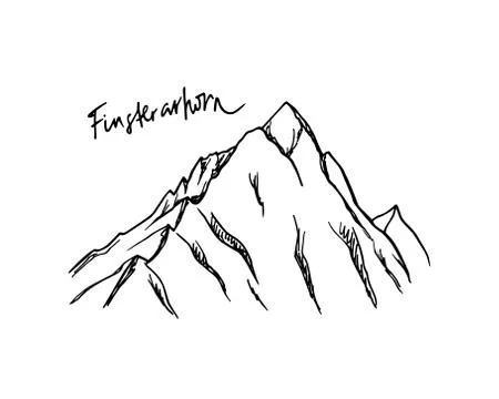 Hand drawn mountain peak Stock Illustration