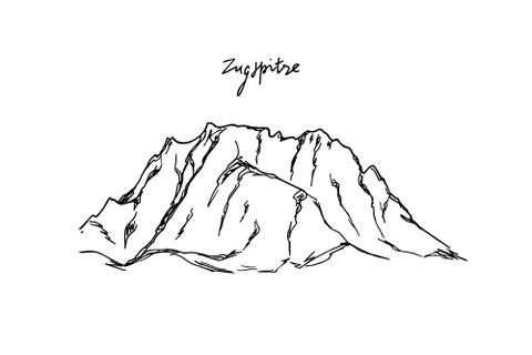 Hand drawn mountain peak Stock Illustration