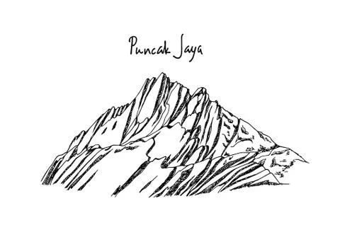 Hand drawn mountain peak Stock Illustration