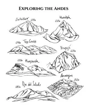 Hand drawn mountain peaks Stock Illustration