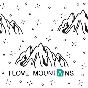 Hand drawn mountain seamless pattern. Landscape pattern. Vector illustration Illustrazione stock