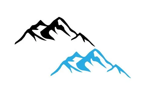 Hand drawn mountain vector silhouette. Mountains icon set. Mountain symbol. Stock Illustration