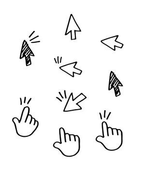 Hand drawn mouse clic doodle Ilustración de archivo