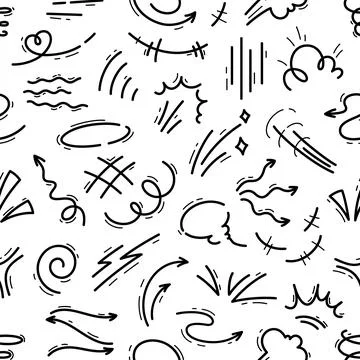 Hand drawn movement motion lines seamless pattern Stock Illustration