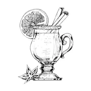 Hand drawn mulled wine Illustrazione stock