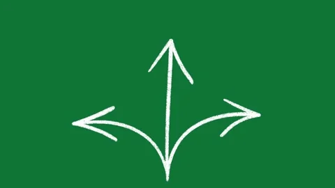 Hand-Drawn Multi Direction Arrow Icon 2D Animation on Green Screen Stockbeeldmateriaal 334608990