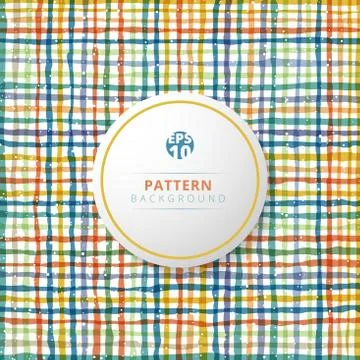 Hand drawn multicolor grid on white background. Stock Illustration