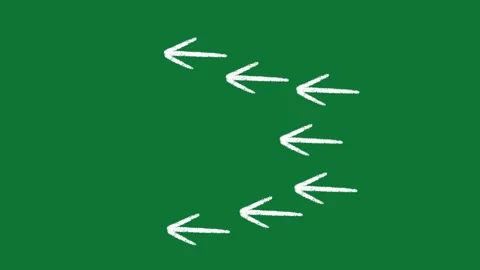 Hand-Drawn Multiple Left Arrows Direction 2D Animation on Green Screen Видео 334609011