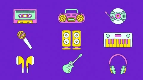 Hand Drawn Music Elements 库存 After Effects