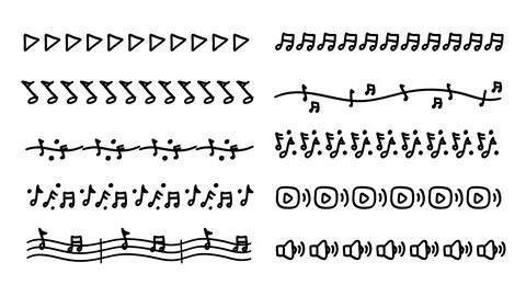 Hand Drawn Music Notes Audio Divider Set Text Separator Decoration Element... Stock Illustration