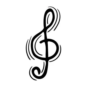 Hand drawn musical key icon isolated on white background. Music Stock Illustration