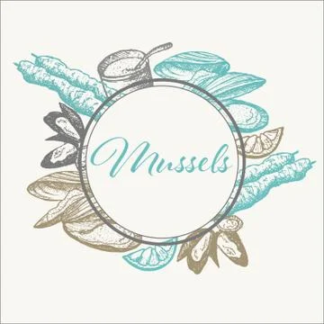 Hand drawn mussel Stock Illustration