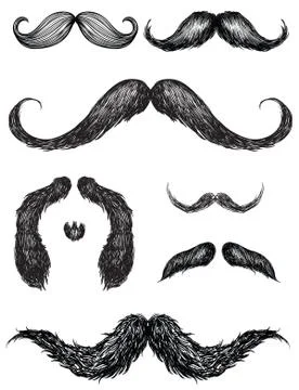 Hand drawn mustache set Illustrazione stock