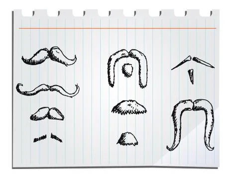 Hand drawn mustaches 스톡 일러스트