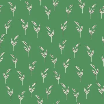 Hand drawn naive seamless pattern with little random grey scandi leaf branche Stock Illustration
