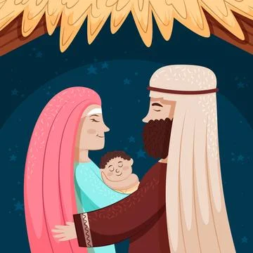 Hand drawn nativity scene concept Stock Illustration