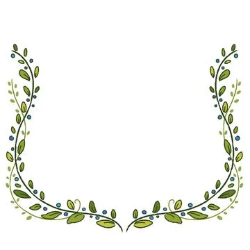 Hand drawn natural leaves frame with berries Ilustración de archivo