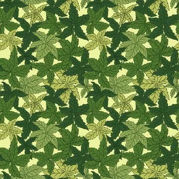 Hand drawn nature seamless pattern with virginia creeper leaves. Stock Illustration