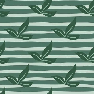 Hand drawn nature seamless pattern with doodle minimalistic leaf print on str Stock Illustration