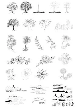 Hand-drawn nature set Stock Illustration