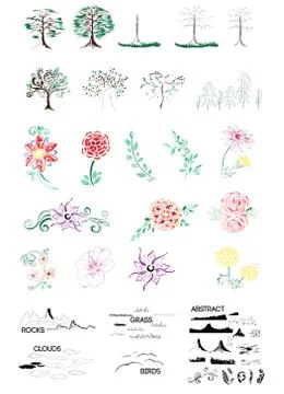 Hand-drawn nature set Stock Illustration