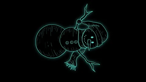 Hand drawn neon snowman 스톡 동영상 260100285