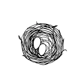 Hand drawn nest illustration Stock Illustration