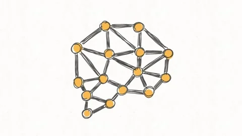 Hand Drawn Neural Network Brain Animation in Doodle Style Stock Footage 341863459