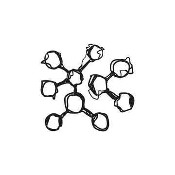 Hand Drawn Neural Network Molecule Connection Nodes Doodle Sketch Vector Ic.. Illustrazione stock