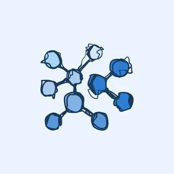 Hand Drawn Neural Network Molecule Connection Nodes Doodle Sketch Vector Ic.. Illustrazione stock