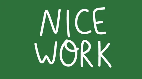 Hand Drawn Nice Work Text Writing Animation on Green Screen | 2D Hand Drawn  Stock Footage 328989461