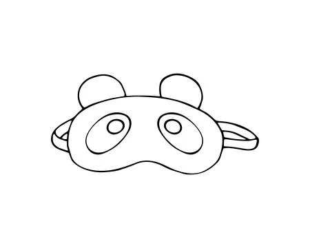 Hand-drawn nighttime eye mask. Sleeping mask cute Panda face. Mask for drea.. Stock Illustration