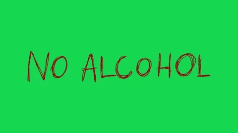 Hand Drawn No Alcohol Text Animation on Green Screen Prohibition Warning Overlay Stockbeeldmateriaal 334608684