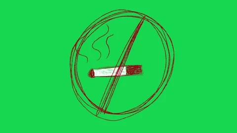 Hand Drawn No Smoking Icon Animation on Green Screen Health Prohibition Overlay Vidéo 334608692