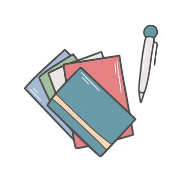 Hand drawn notebook and pen Stock Illustration