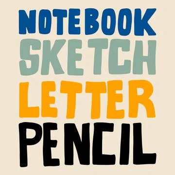 Hand Drawn Notepad and Sketch Lettering Design Stock Illustration