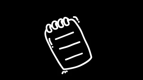 Hand-drawn notepad with blank pages, floating against a black background, i.. Stock Footage 319588415
