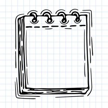 Hand drawn notepad, sheets or calendar. Outline icon. Sketch style. Checker.. Stock Illustration