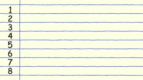 Hand Drawn Numbered List Animation On Lined Paper Looping Video stock 308465054