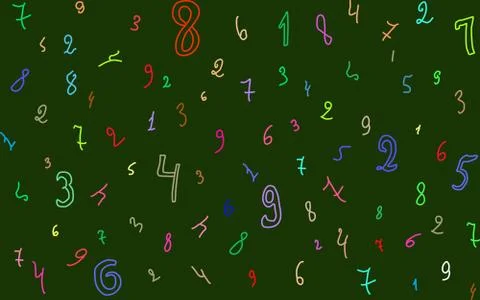 Hand drawn numbers banner, background and seamless pattern Stock Illustration