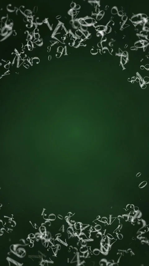 Hand drawn numbers. Flying math symbols modern geometric loop green background. Stock Footage 280988021
