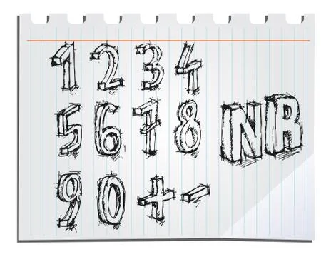 Hand drawn numbers Stock Illustration