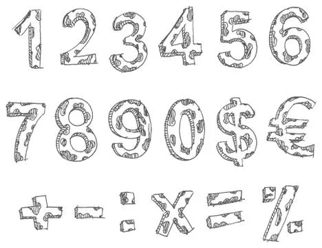 Hand drawn numbers Stock Illustration