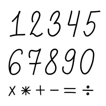 Hand drawn numbers vector isolated on white background Stock Illustration